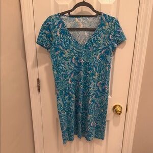 Lilly Pulitzer Blue and Green Floral Dress